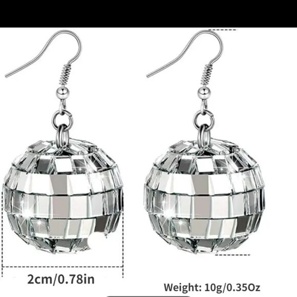 Disco Ball Earrings Mirror Ball Earrings - Picture 2 of 2